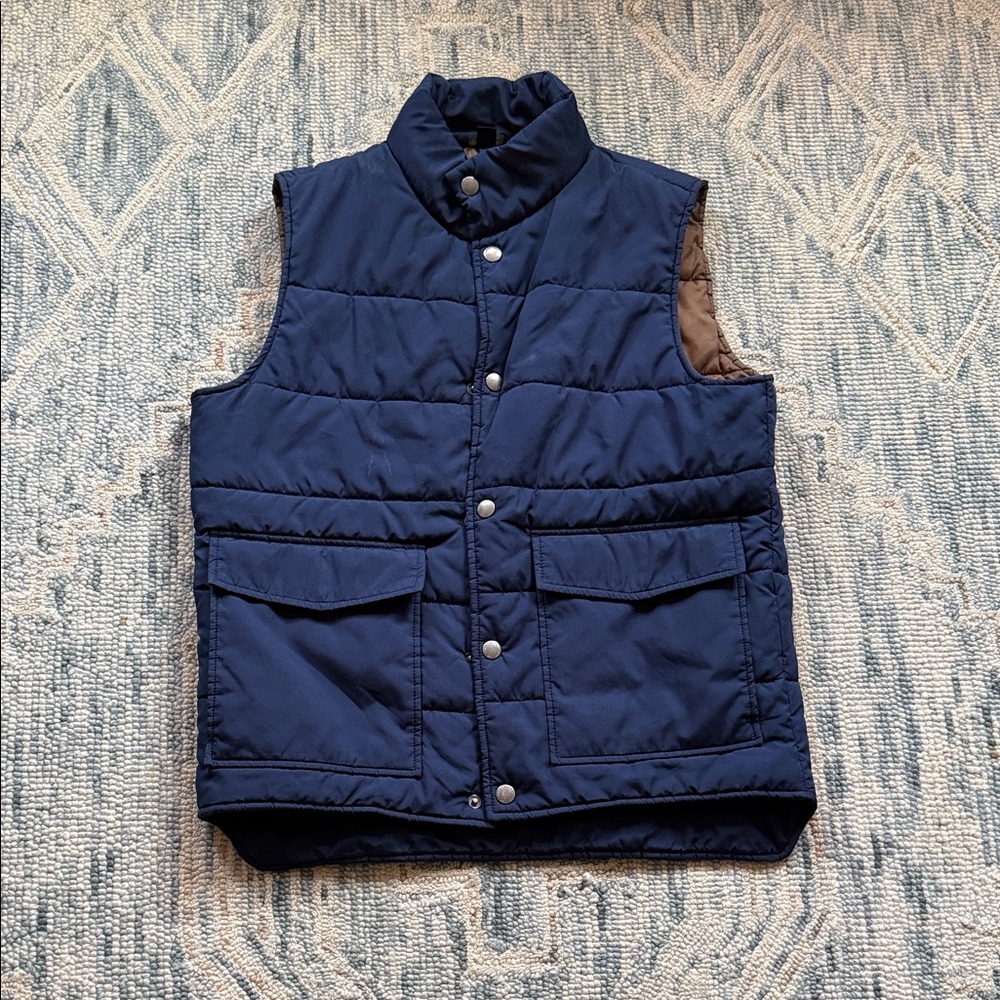 Lands End Men Navy Blue Puffer Vest Size Medium (38/40)
